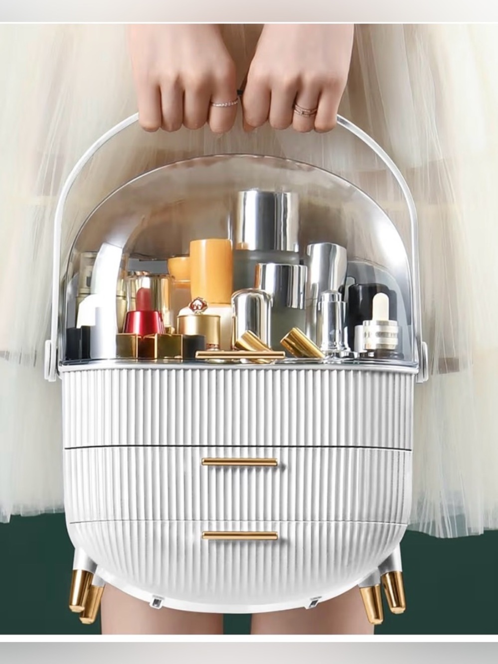 π CANITORON Makeup Organizer, with 2 Drawers and Transparent Cover Display Case - Picture 11 of 12